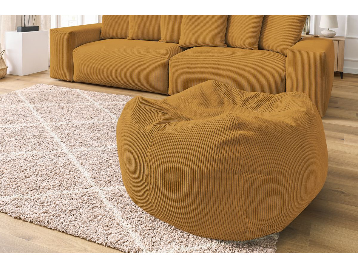 Canapé d'angle fixe EVEREST tissu chiné - Orange - Angle droit - 10 coussins