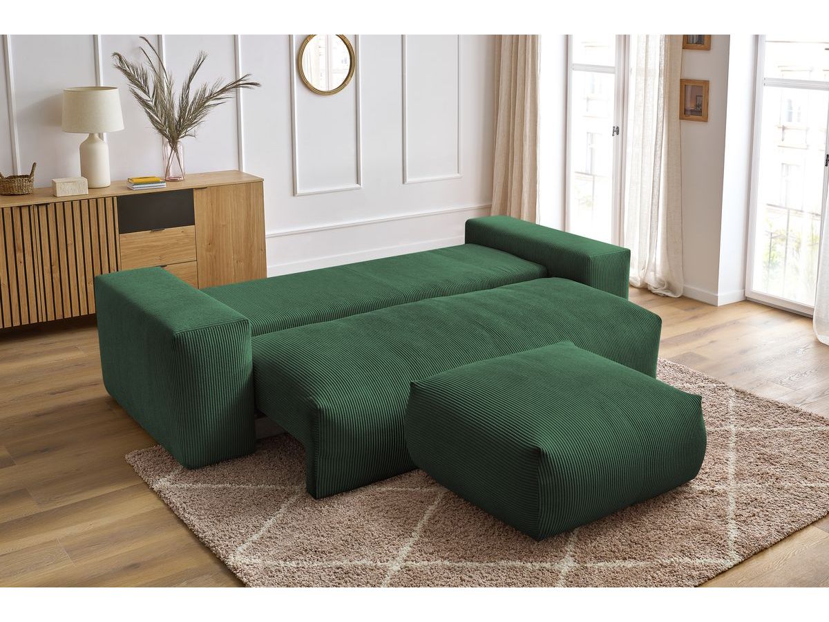 Canapé droit convertible coffre VOLTAIRE avec pouf