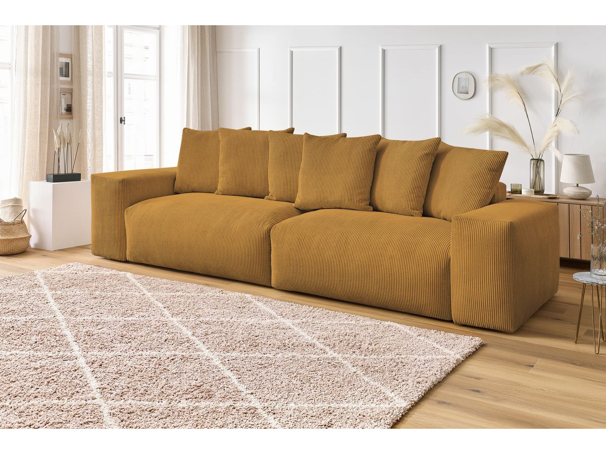 Canapé droit 4 places VOLTAIRE velours côtelé jaune — vue 5