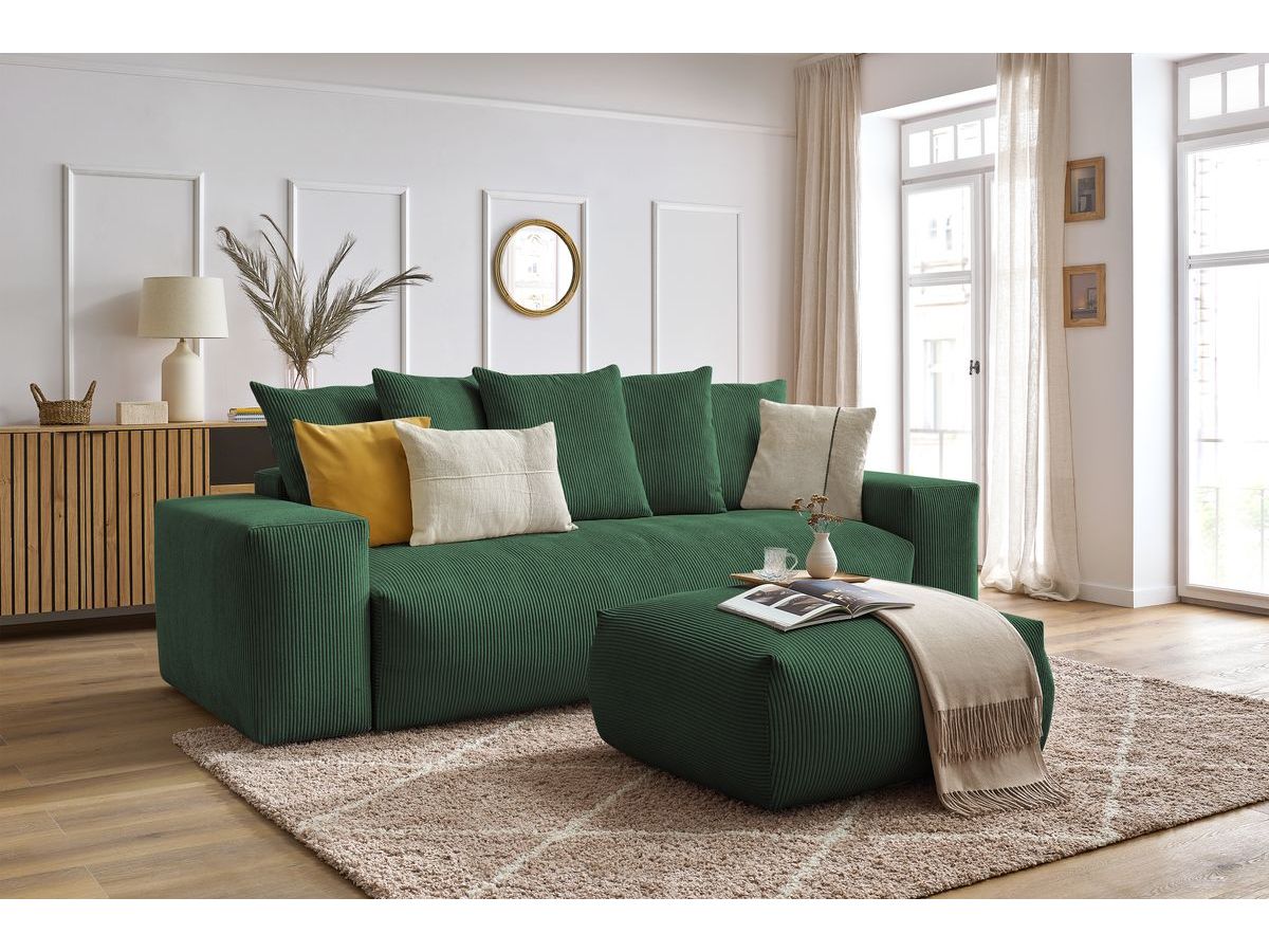 Canapé droit convertible coffre VOLTAIRE avec pouf
