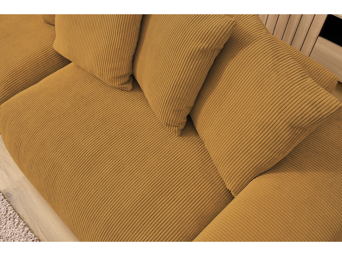 Canapé d'angle fixe EVEREST tissu chiné - Orange - Angle droit - 10 coussins