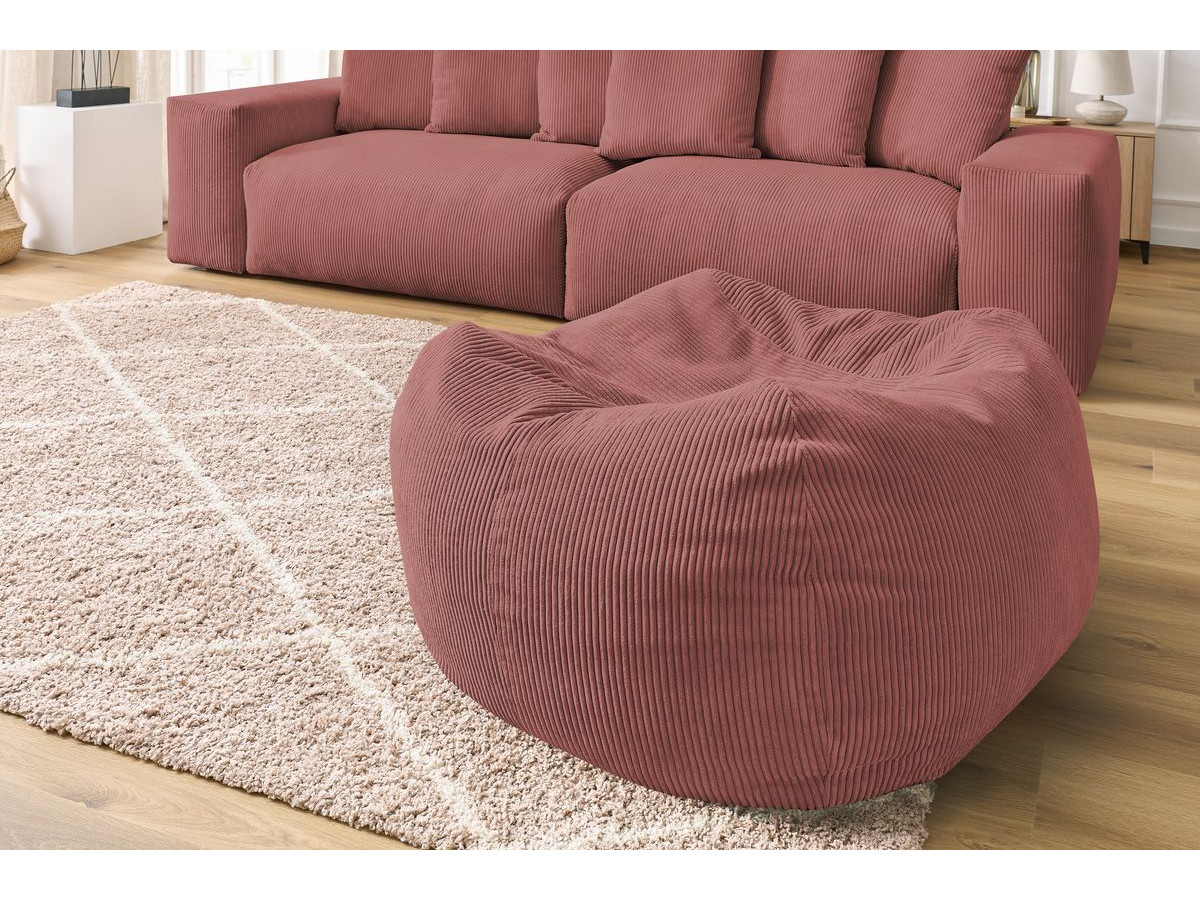 Canapé d'angle fixe EVEREST tissu chiné - Orange - Angle droit - 10 coussins