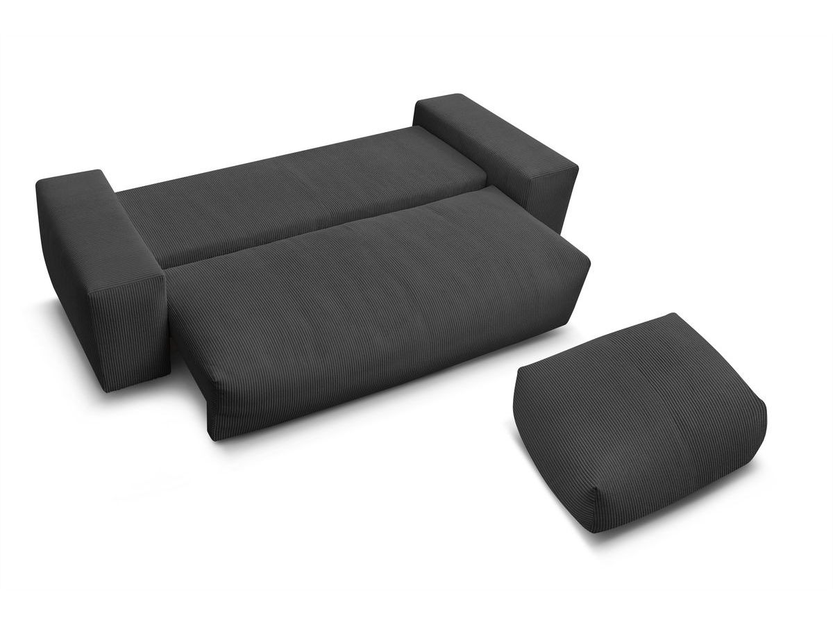 Canapé droit convertible coffre VOLTAIRE avec pouf