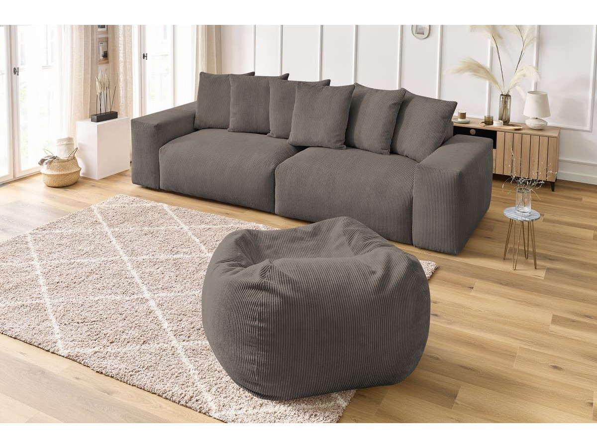 Canapé d'angle fixe EVEREST tissu chiné - Orange - Angle droit - 10 coussins