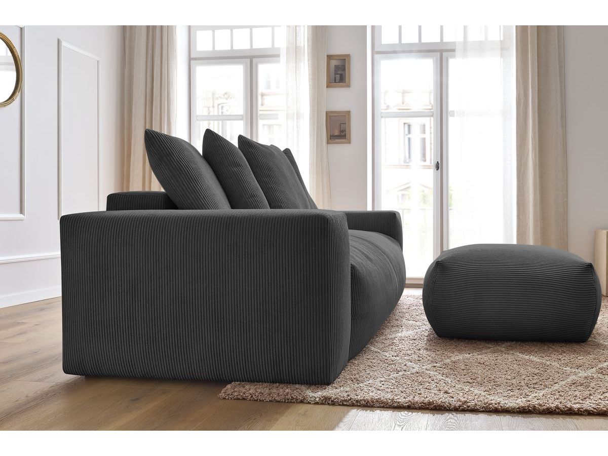 Canapé droit convertible coffre VOLTAIRE avec pouf