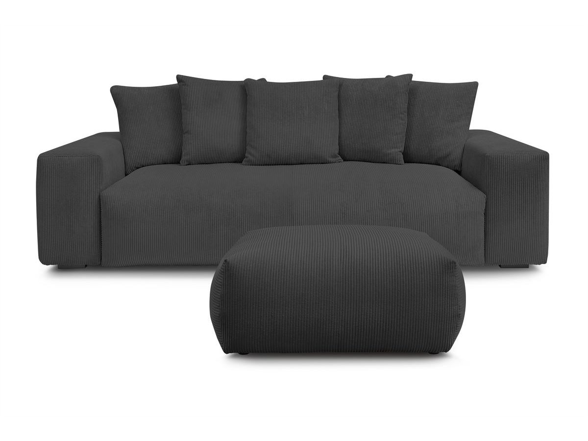 Canapé droit convertible coffre VOLTAIRE avec pouf