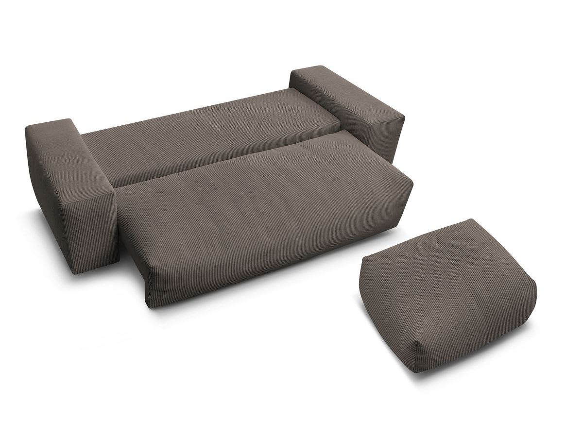 Canapé droit convertible coffre VOLTAIRE avec pouf