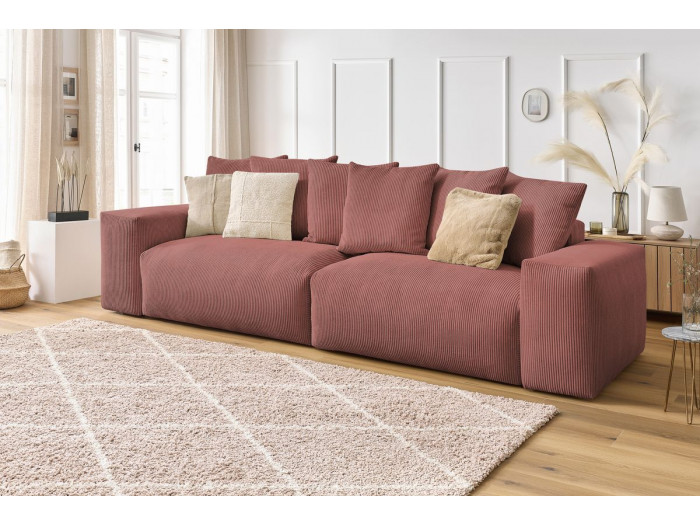 Canapé droit fixe 4 places ultra moelleux VOLTAIRE velours côtelé