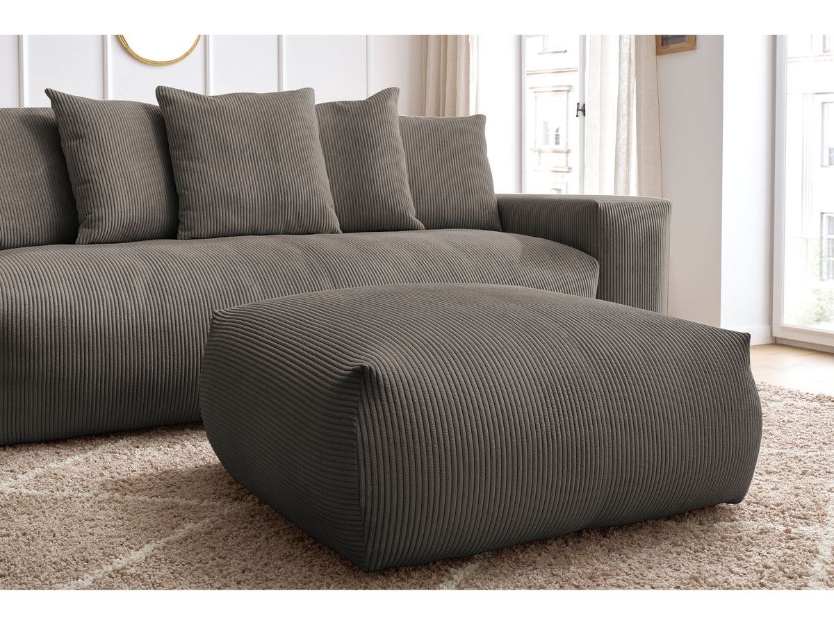 Canapé droit convertible coffre VOLTAIRE avec pouf