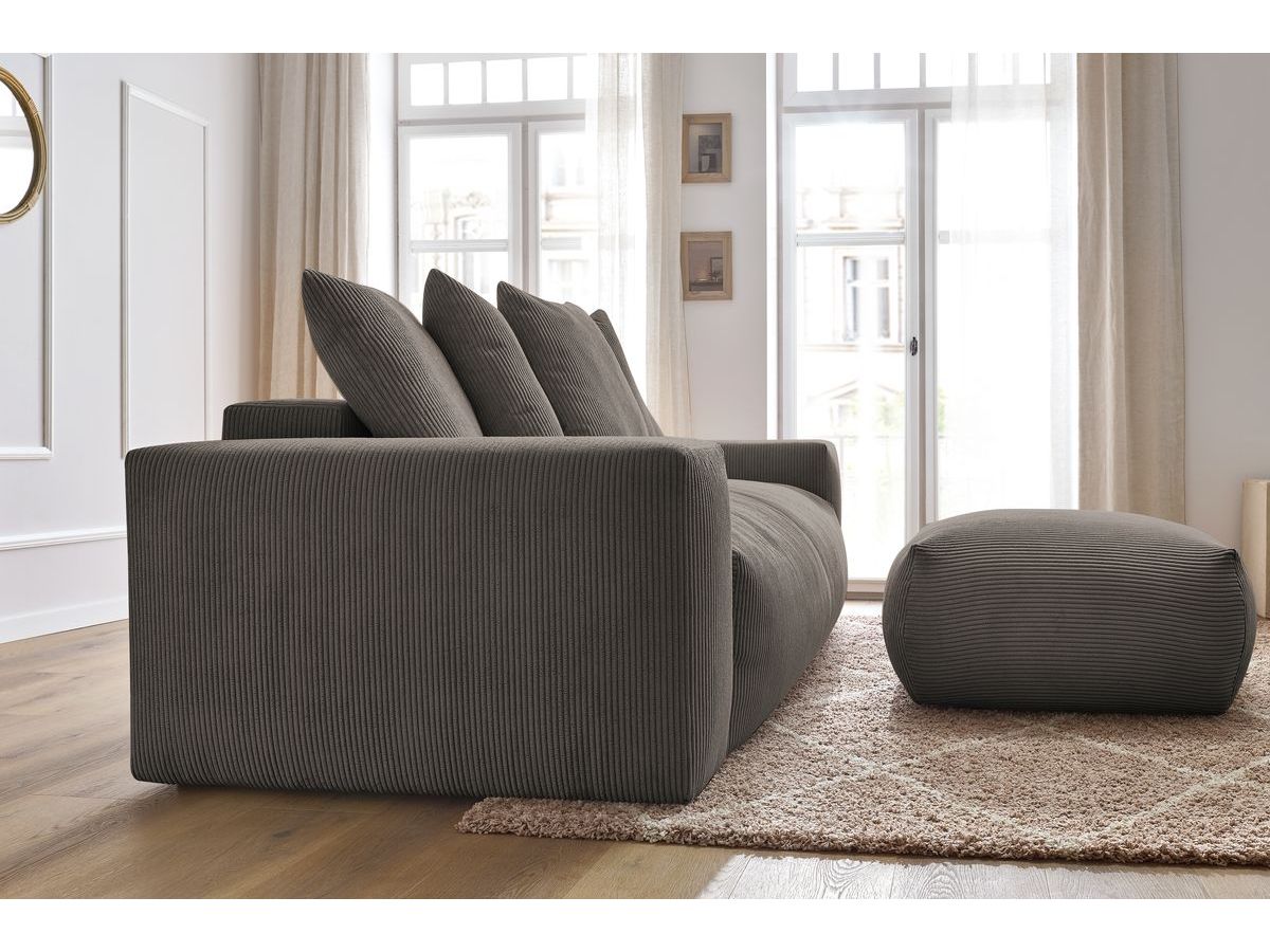 Canapé droit convertible coffre VOLTAIRE avec pouf