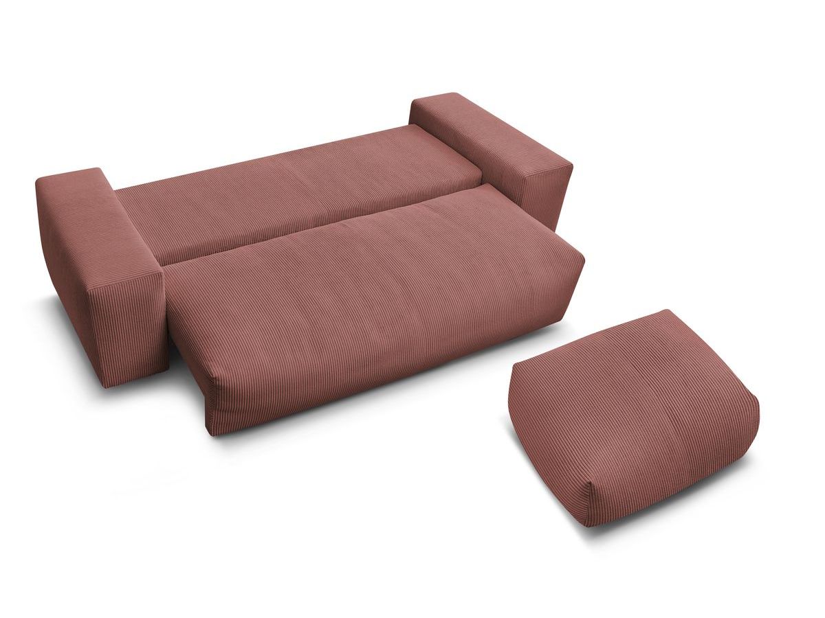Canapé droit convertible coffre VOLTAIRE avec pouf