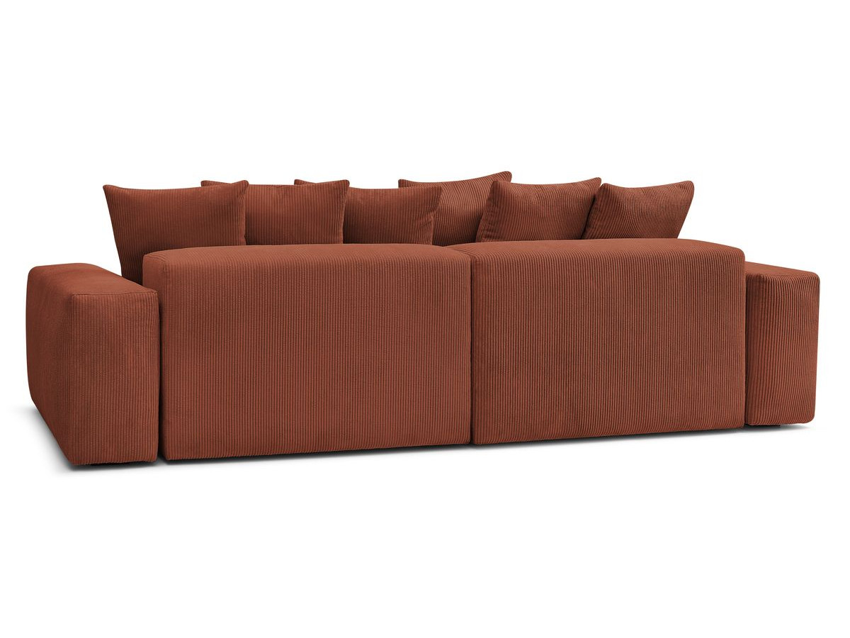 Canapé d'angle fixe EVEREST tissu chiné - Orange - Angle droit - 10 coussins