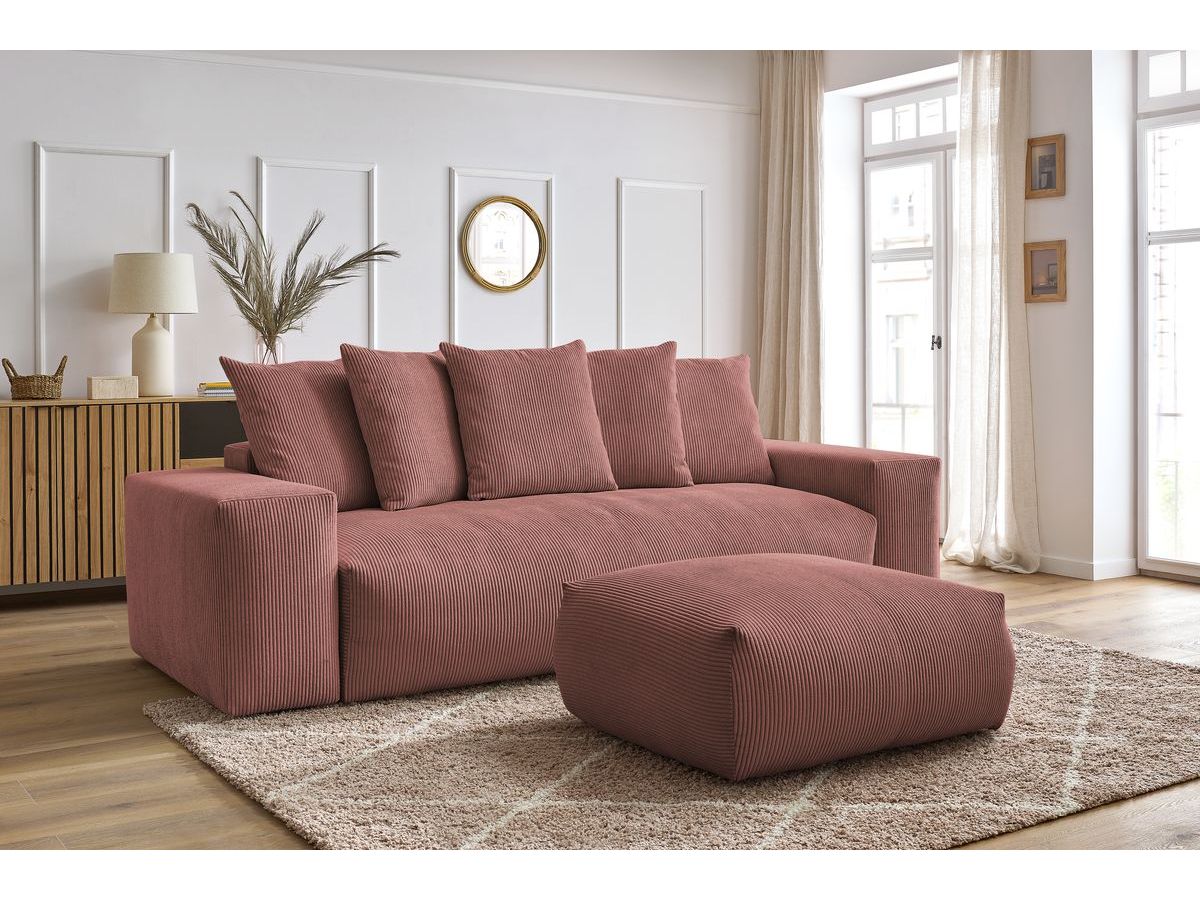 Canapé droit convertible coffre VOLTAIRE avec pouf