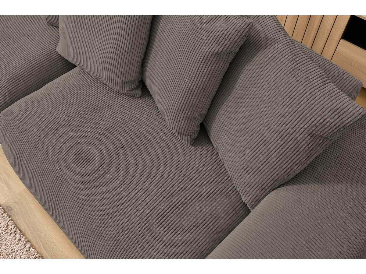 Canapé d'angle fixe EVEREST tissu chiné - Orange - Angle droit - 10 coussins