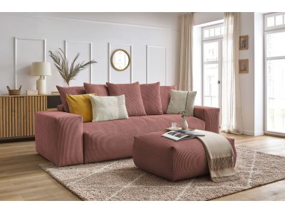 Canapé droit convertible coffre VOLTAIRE avec pouf