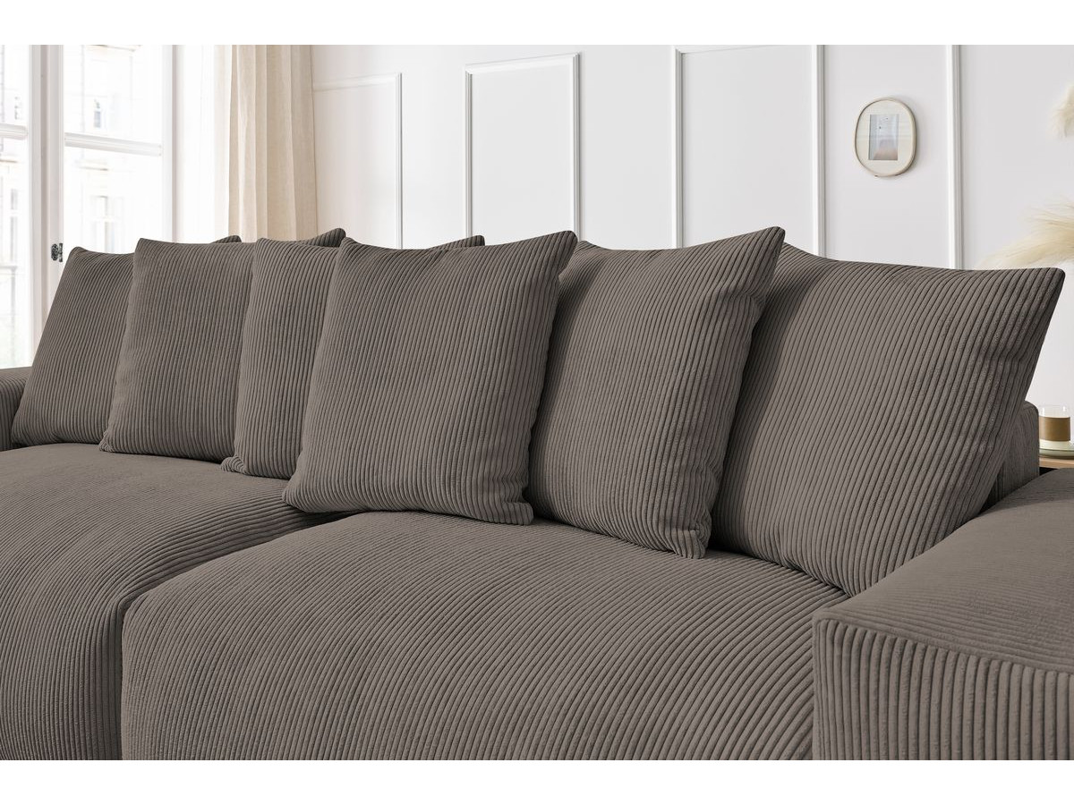 Canapé d'angle fixe EVEREST tissu chiné - Orange - Angle droit - 10 coussins