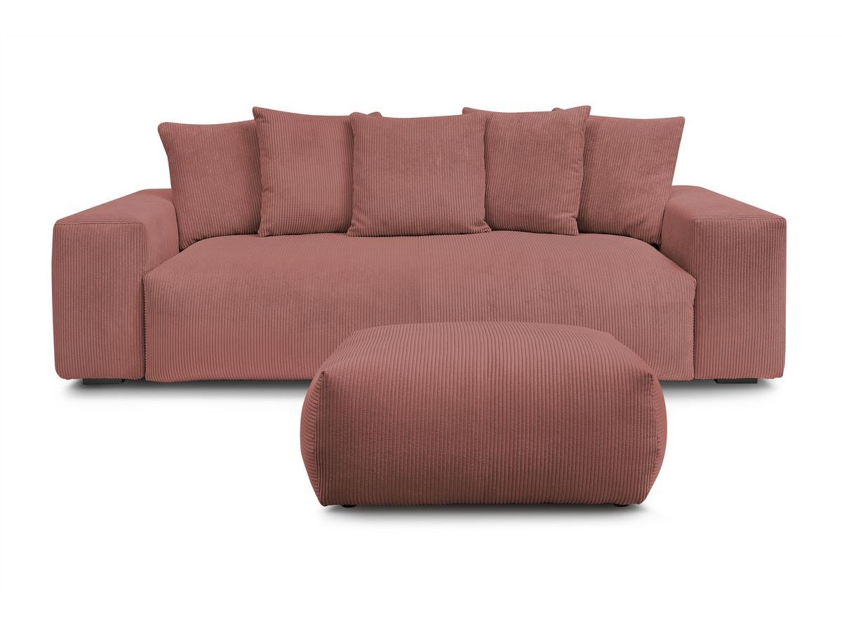 Canapé droit convertible coffre VOLTAIRE avec pouf