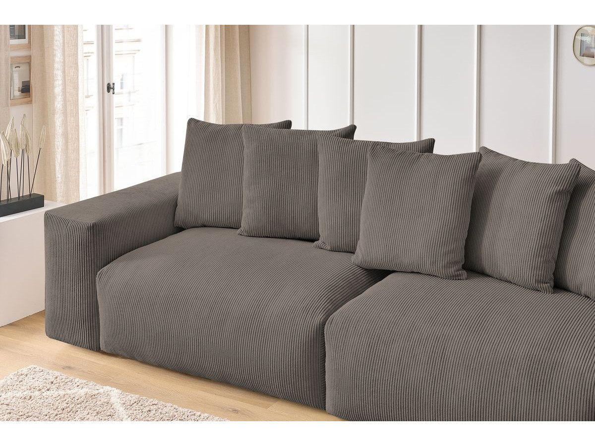 Canapé d'angle fixe EVEREST tissu chiné - Orange - Angle droit - 10 coussins