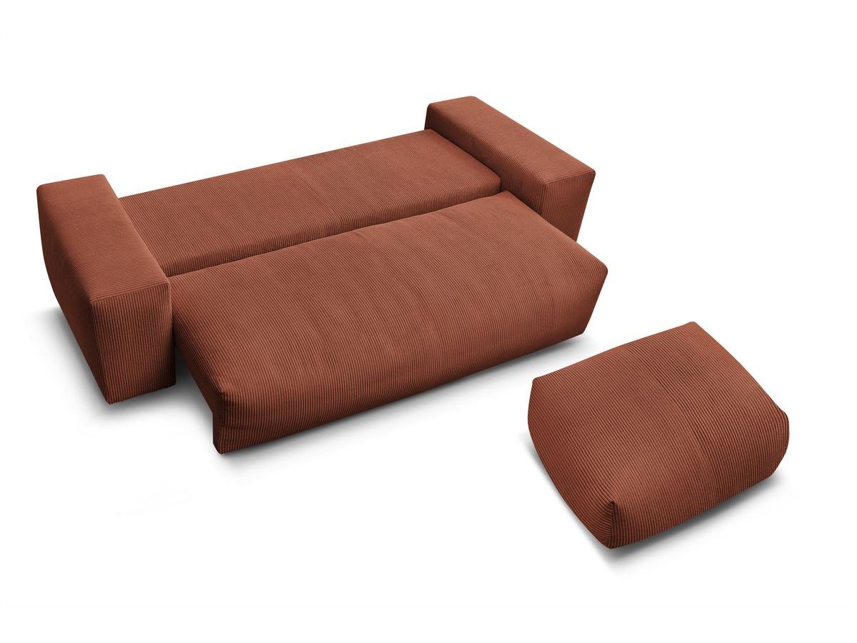 Canapé droit convertible coffre VOLTAIRE avec pouf