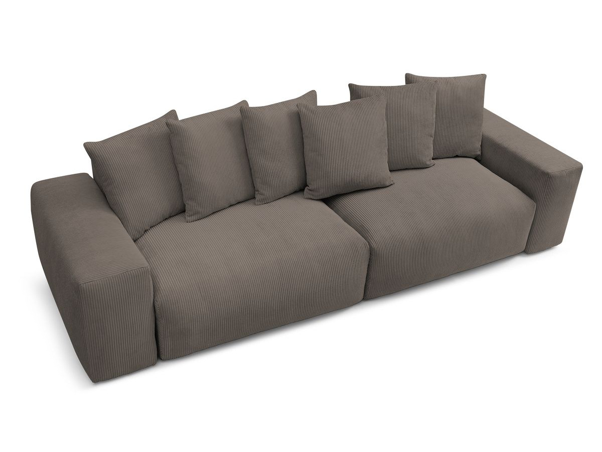 Canapé d'angle fixe EVEREST tissu chiné - Orange - Angle droit - 10 coussins
