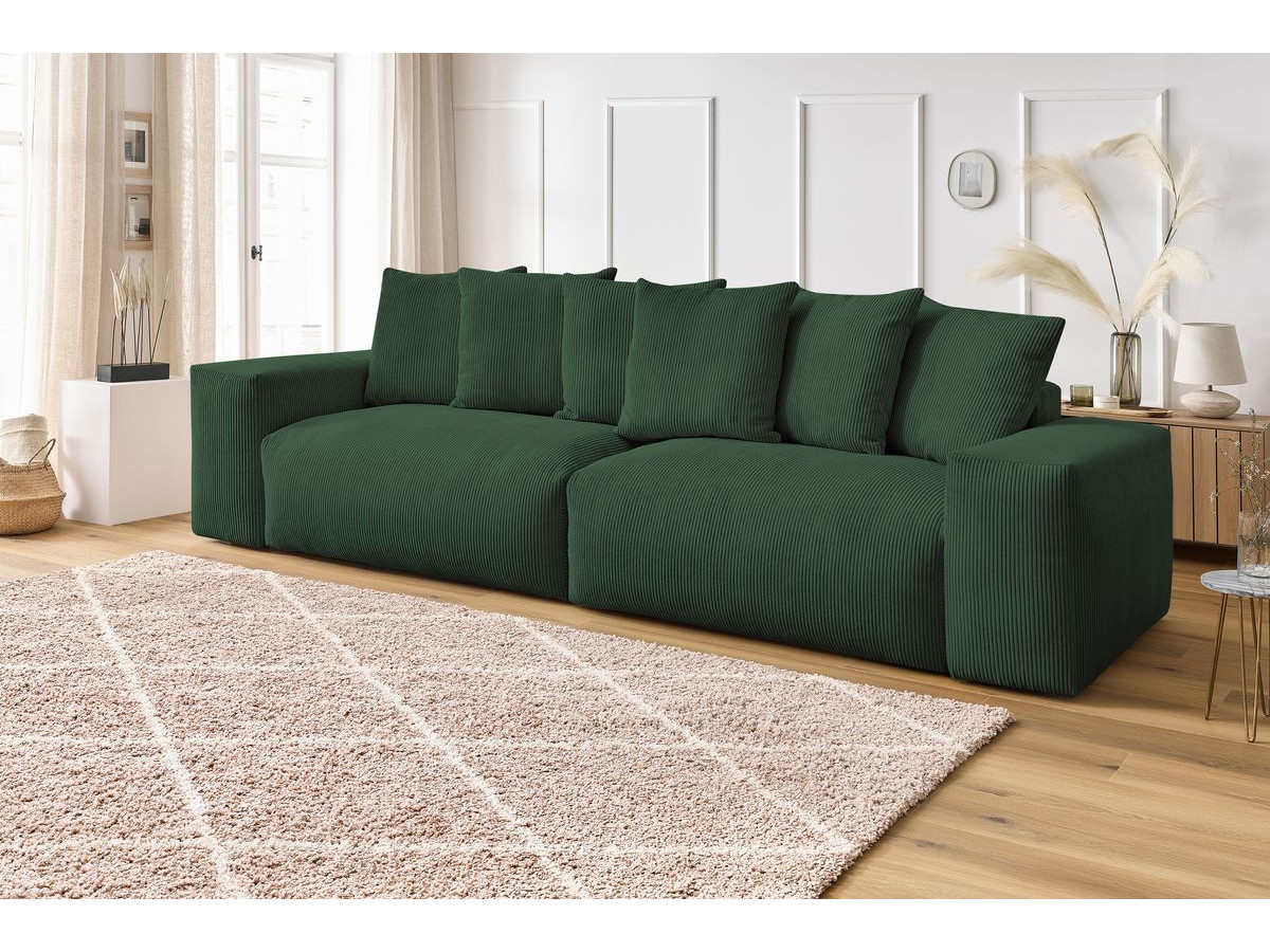 Canapé droit 4 places VOLTAIRE velours côtelé vert — vue 5