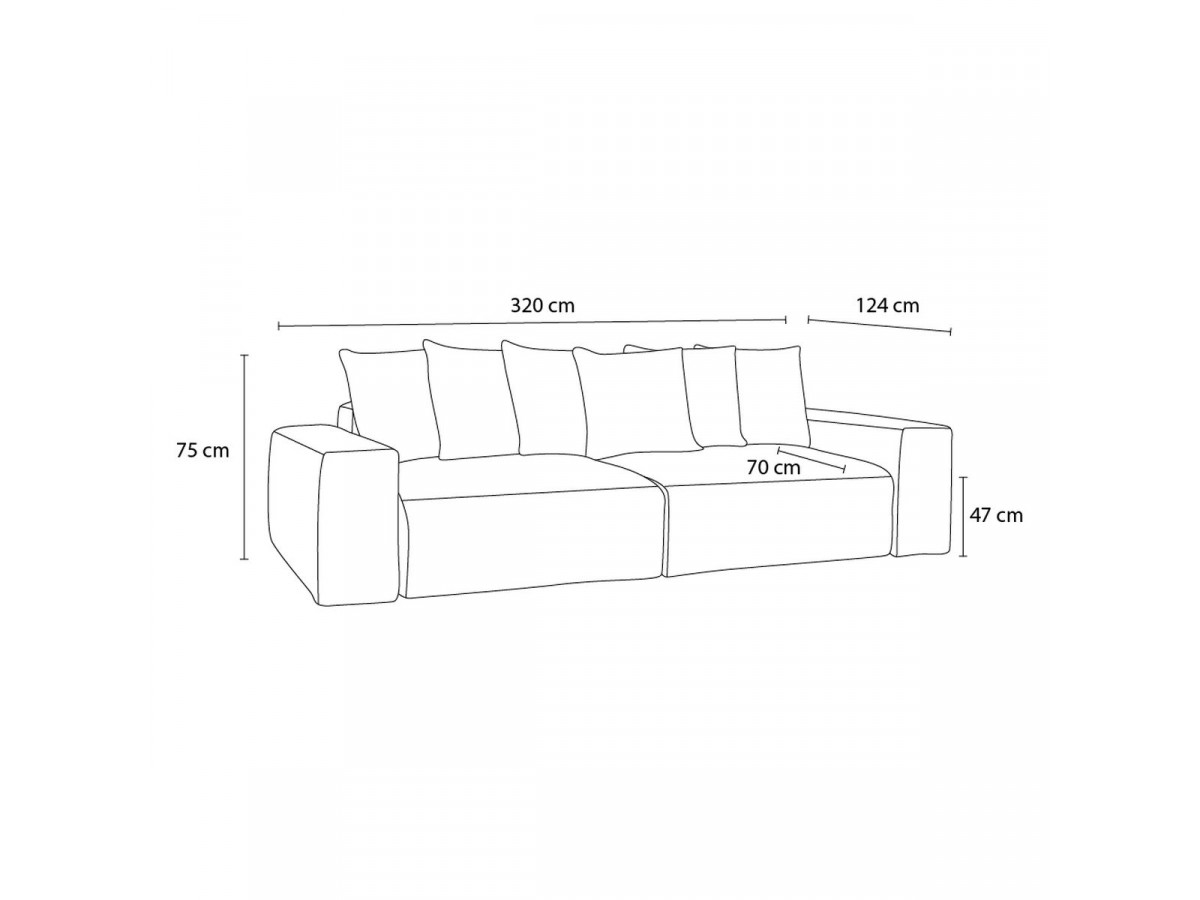Canapé d'angle fixe EVEREST tissu chiné - Orange - Angle droit - 10 coussins