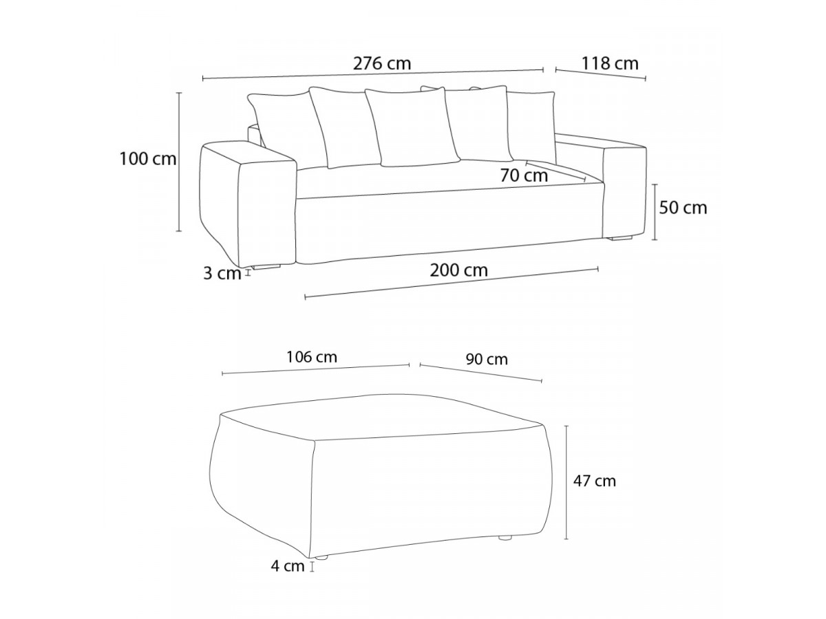 Canapé d'angle fixe EVEREST tissu chiné - Orange - Angle droit - 10 coussins