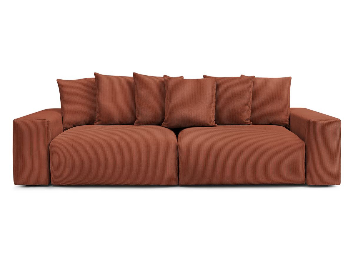 Canapé d'angle fixe EVEREST tissu chiné - Orange - Angle droit - 10 coussins