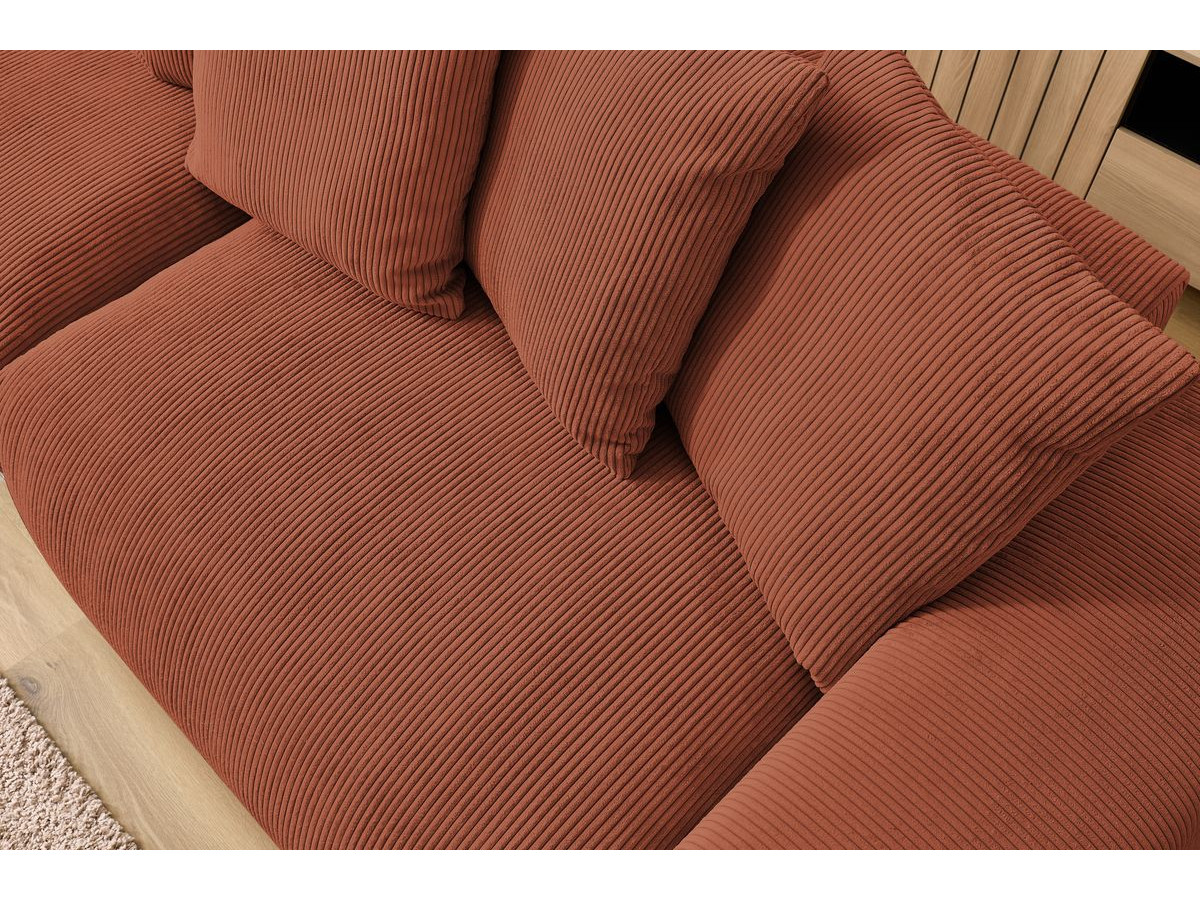 Canapé d'angle fixe EVEREST tissu chiné - Orange - Angle droit - 10 coussins