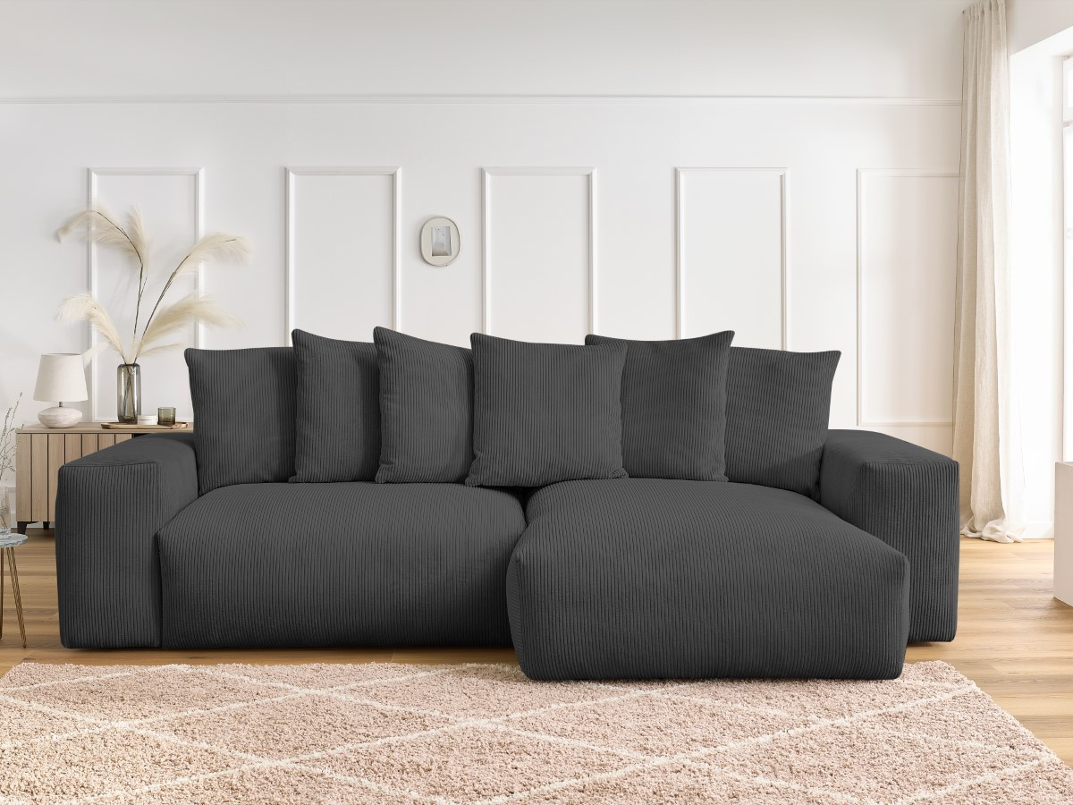 Canapé d'angle réversible convertible coffre VOLTAIRE gris foncé — vue 5