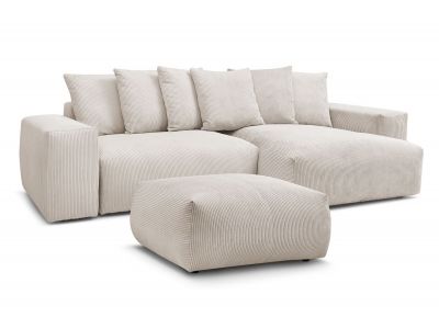 Canapé d'angle réversible convertible coffre VOLTAIRE avec pouf