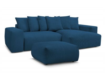 Canapé d'angle réversible convertible coffre VOLTAIRE avec pouf