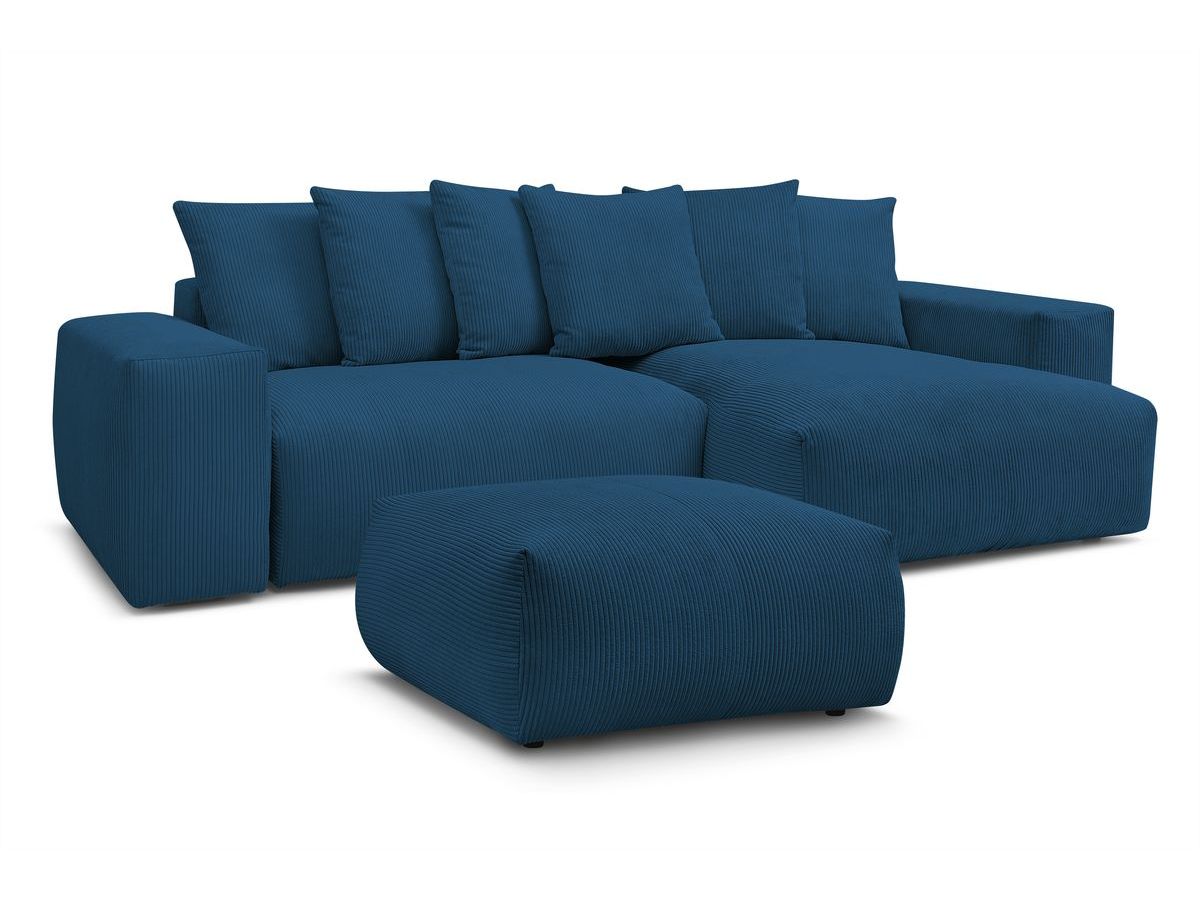 Canapé d'angle réversible convertible coffre VOLTAIRE avec pouf