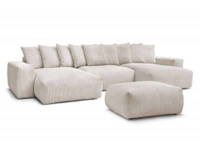Canapé panoramique convertible coffre VOLTAIRE avec pouf