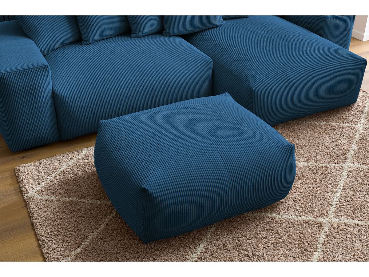 Canapé d'angle réversible convertible coffre VOLTAIRE avec pouf