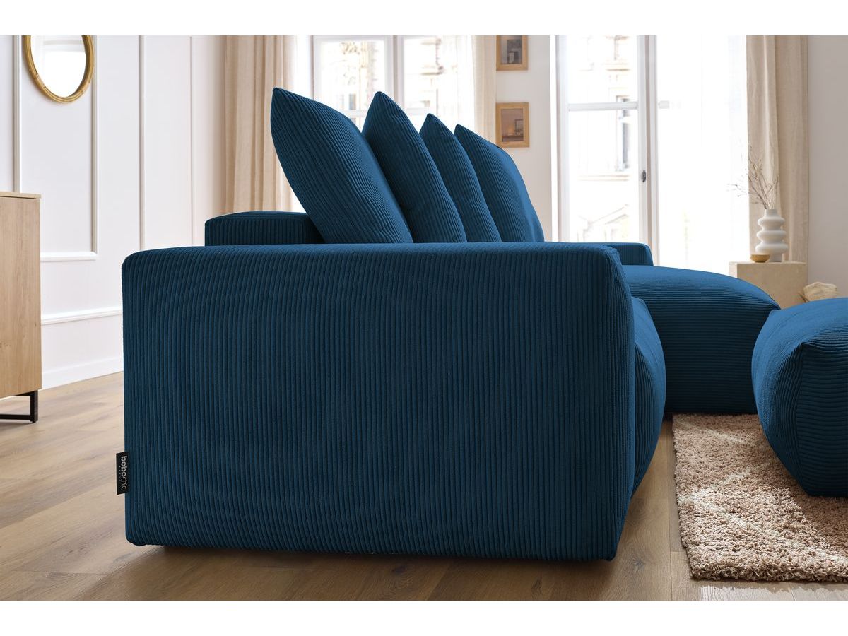Canapé d'angle réversible convertible coffre VOLTAIRE avec pouf