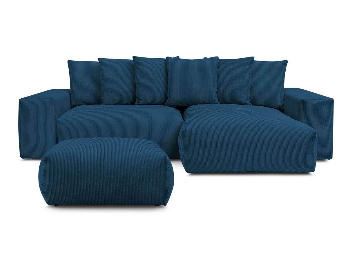 Canapé d'angle réversible convertible coffre VOLTAIRE avec pouf