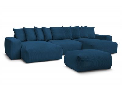Canapé panoramique convertible coffre VOLTAIRE avec pouf