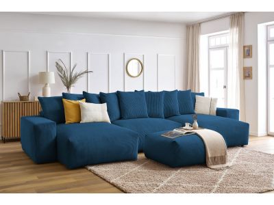 Canapé panoramique convertible coffre VOLTAIRE avec pouf