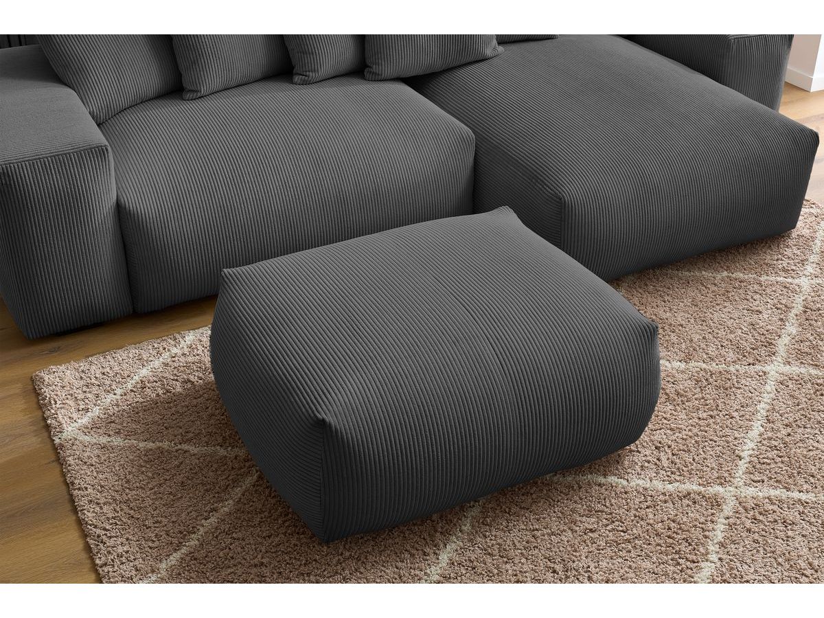Canapé d'angle réversible convertible coffre VOLTAIRE avec pouf