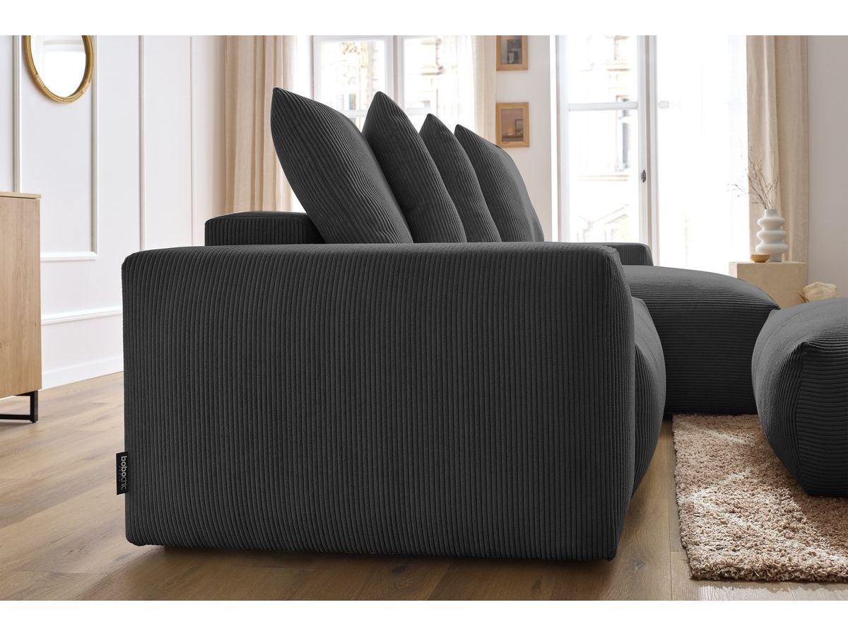 Canapé d'angle réversible convertible coffre VOLTAIRE avec pouf