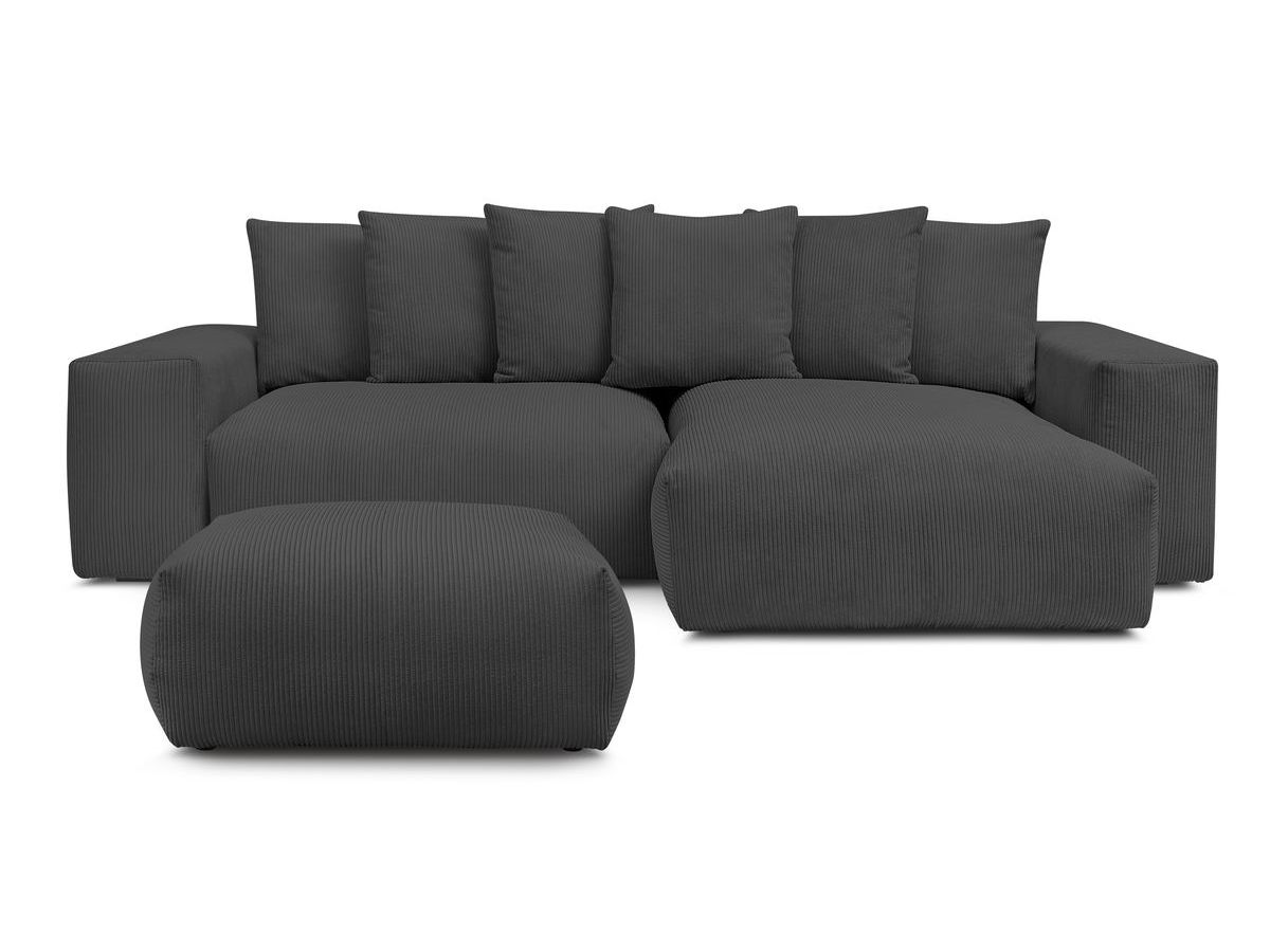 Canapé d'angle réversible convertible coffre VOLTAIRE avec pouf