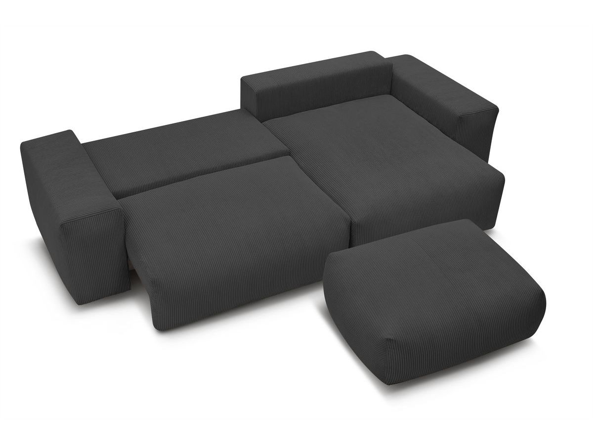 Canapé d'angle réversible convertible coffre VOLTAIRE avec pouf