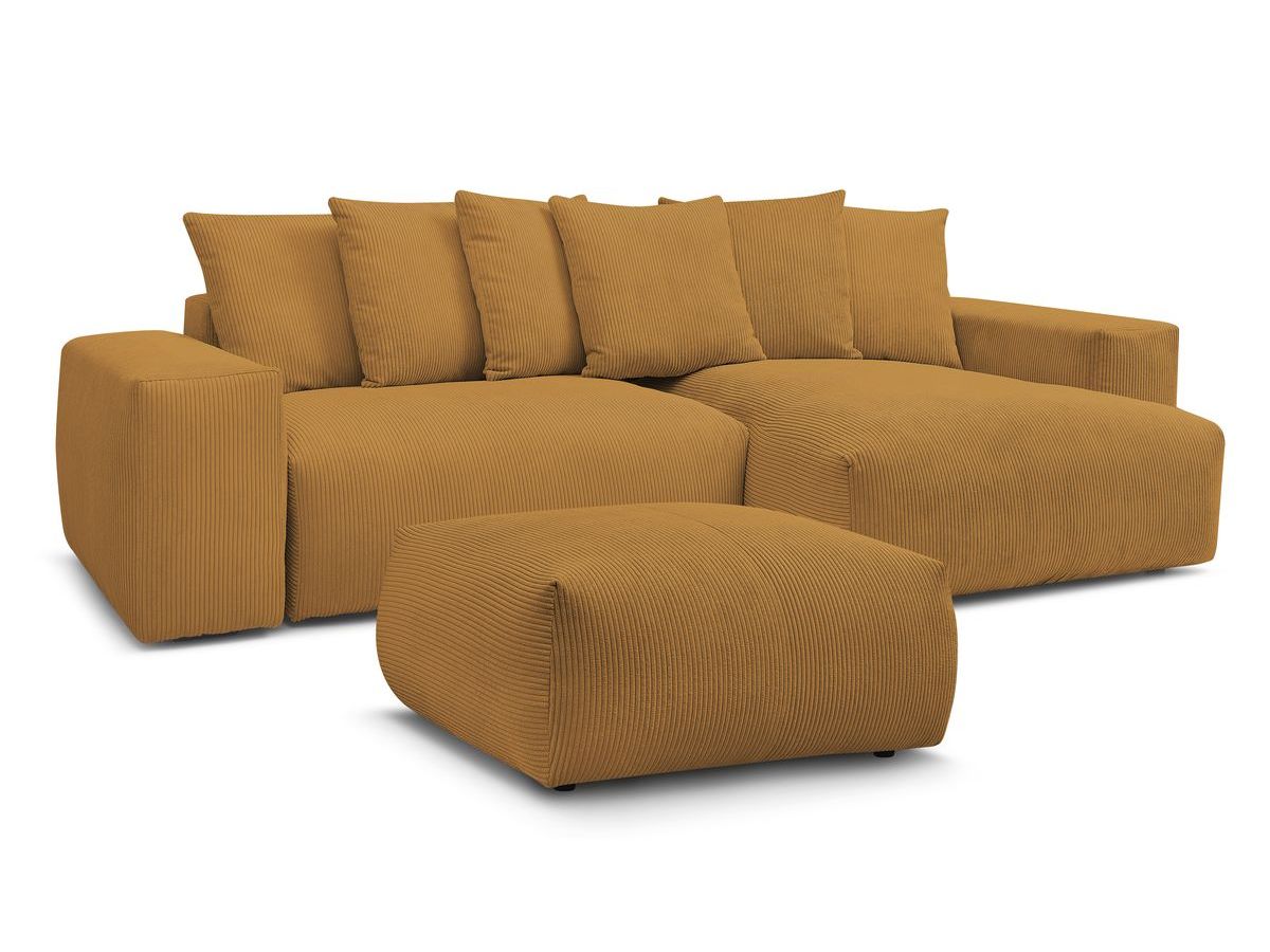 Canapé d'angle réversible convertible coffre VOLTAIRE avec pouf