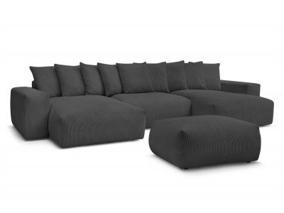 Canapé panoramique convertible coffre VOLTAIRE avec pouf