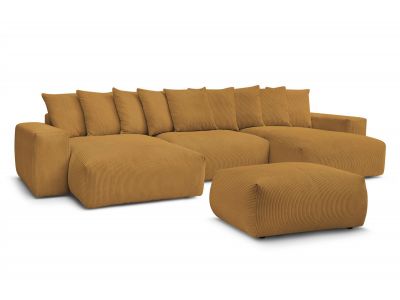 Canapé panoramique convertible coffre VOLTAIRE avec pouf