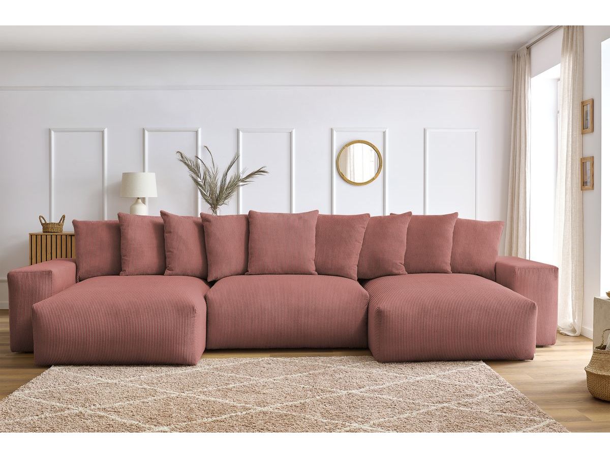 Canapé panoramique convertible coffre VOLTAIRE rose — vue 5