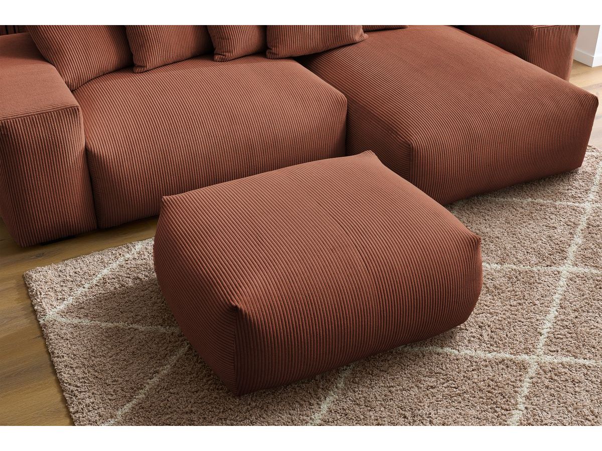 Canapé d'angle réversible convertible coffre VOLTAIRE avec pouf