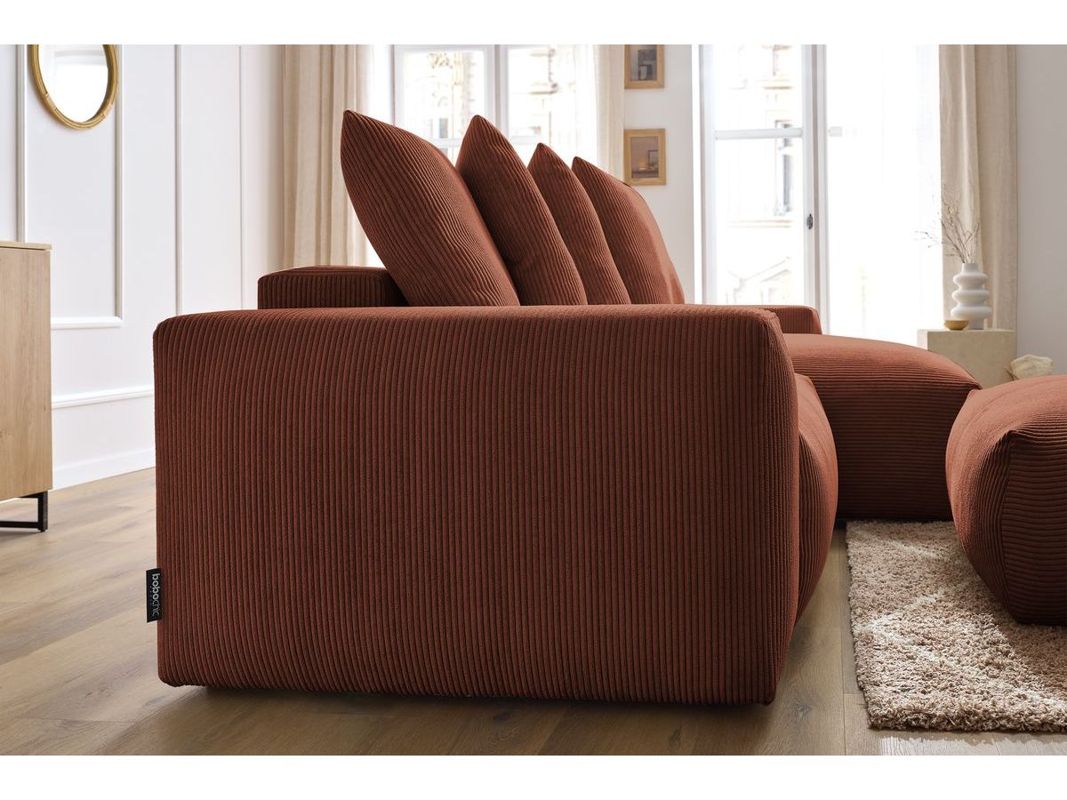 Canapé d'angle réversible convertible coffre VOLTAIRE avec pouf