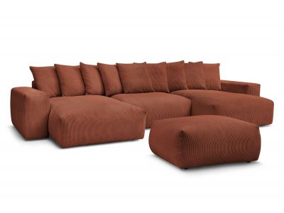 Canapé panoramique convertible coffre VOLTAIRE avec pouf